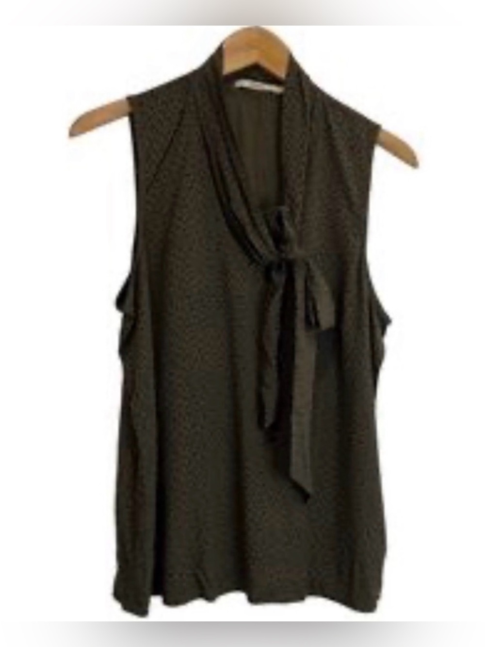 J brand green sleeveless tie neck blouse size small